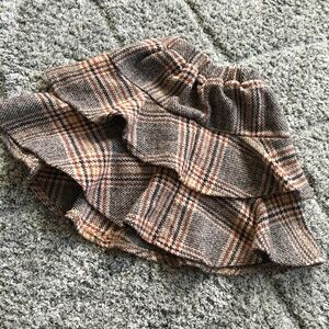 Toddler Girl Plaid Two Layer Ruffle Hem Tweed Skirt 6